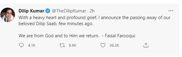 DILIP KUMAR Died