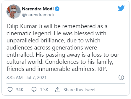 DILIP KUMAR Died