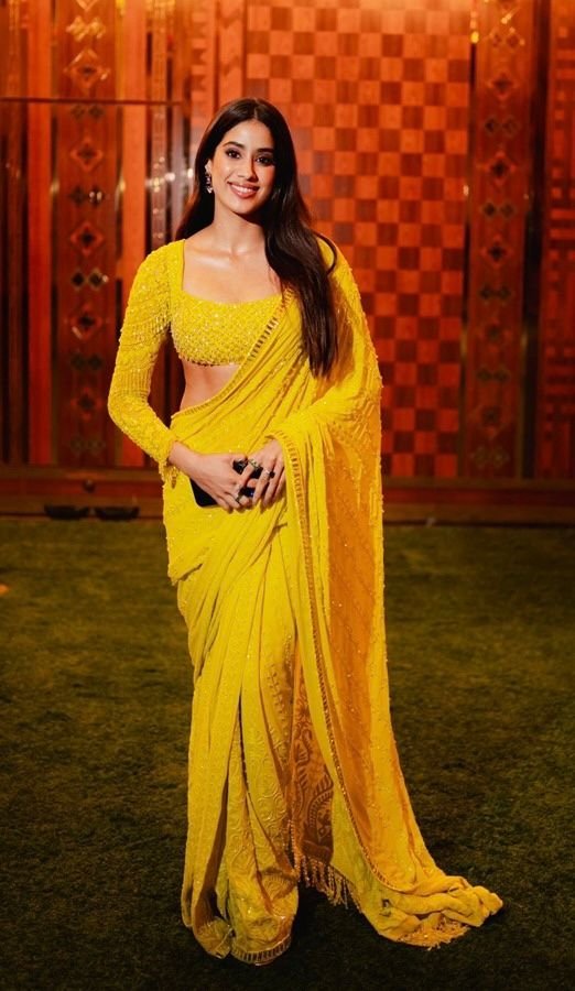 Anant Ambani and Radhika Merchant | MEHNDI AND HALDI CEREMONY | July 8 5 Janvi kapoor at Anant Ambani and Radhika Merchant's haldi and mehndi ceremony.